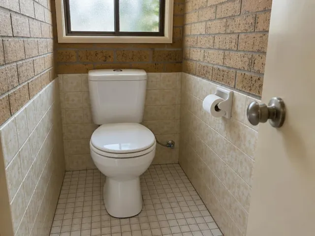 Clean white toilet in a tiled bathroom with a small window in Bonnyrigg